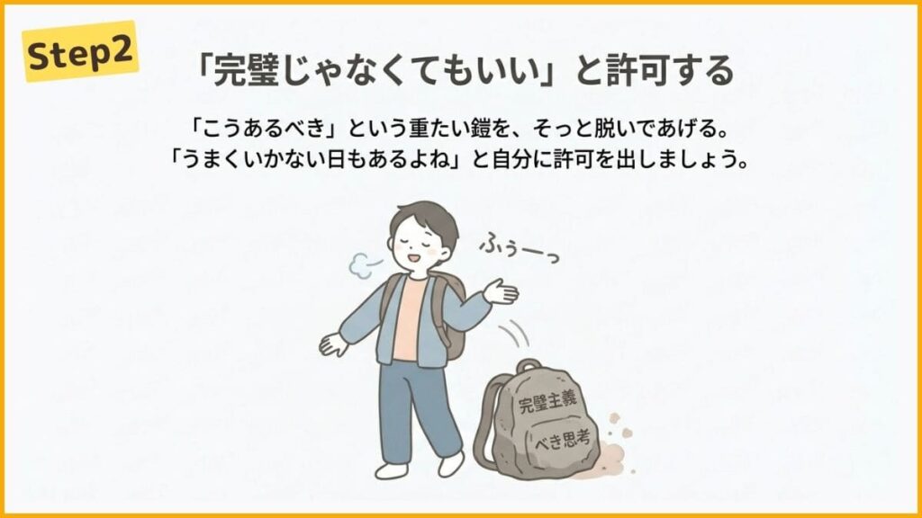 ステップ2：「人間だから完璧じゃなくていい」と許可する