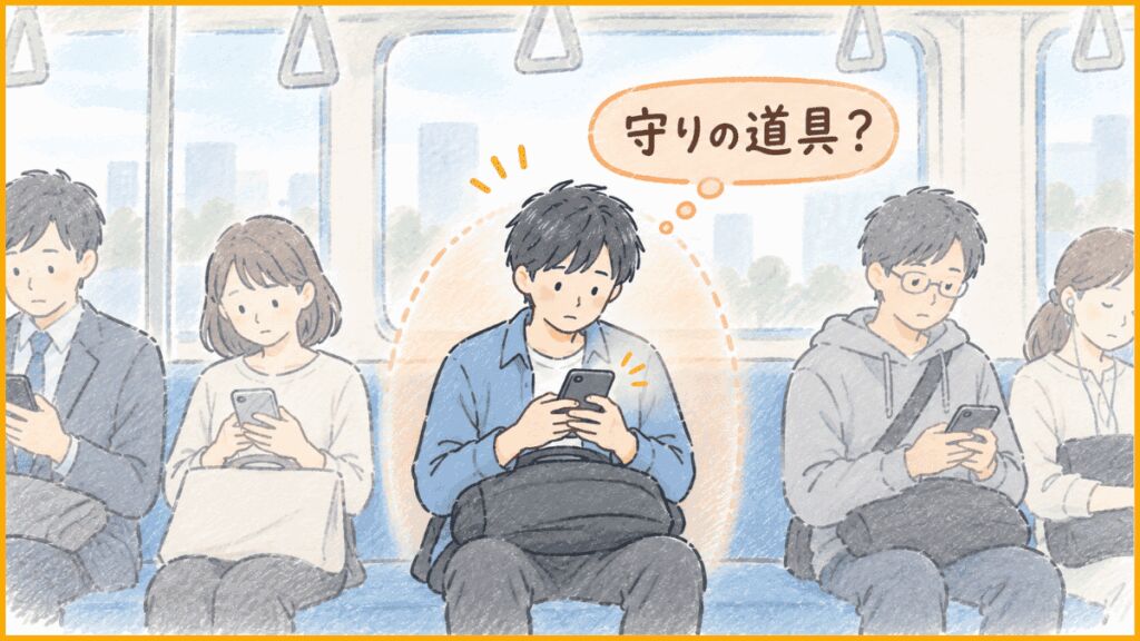 回避行動の例① スマホや本で間を埋める