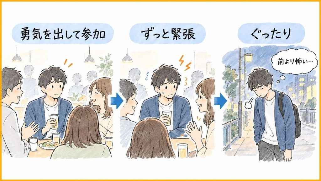 対人恐怖で人の中に出ても楽にならないのは、努力不足ではない
