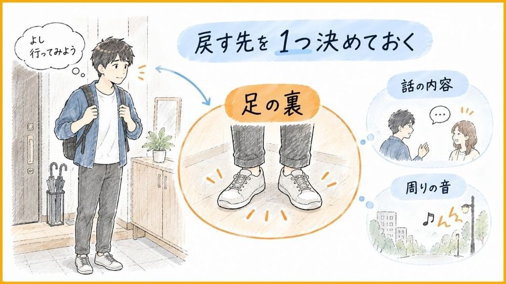 自己注目を外す方法① 人と会う前に、注意を戻す先を1つ決めておく